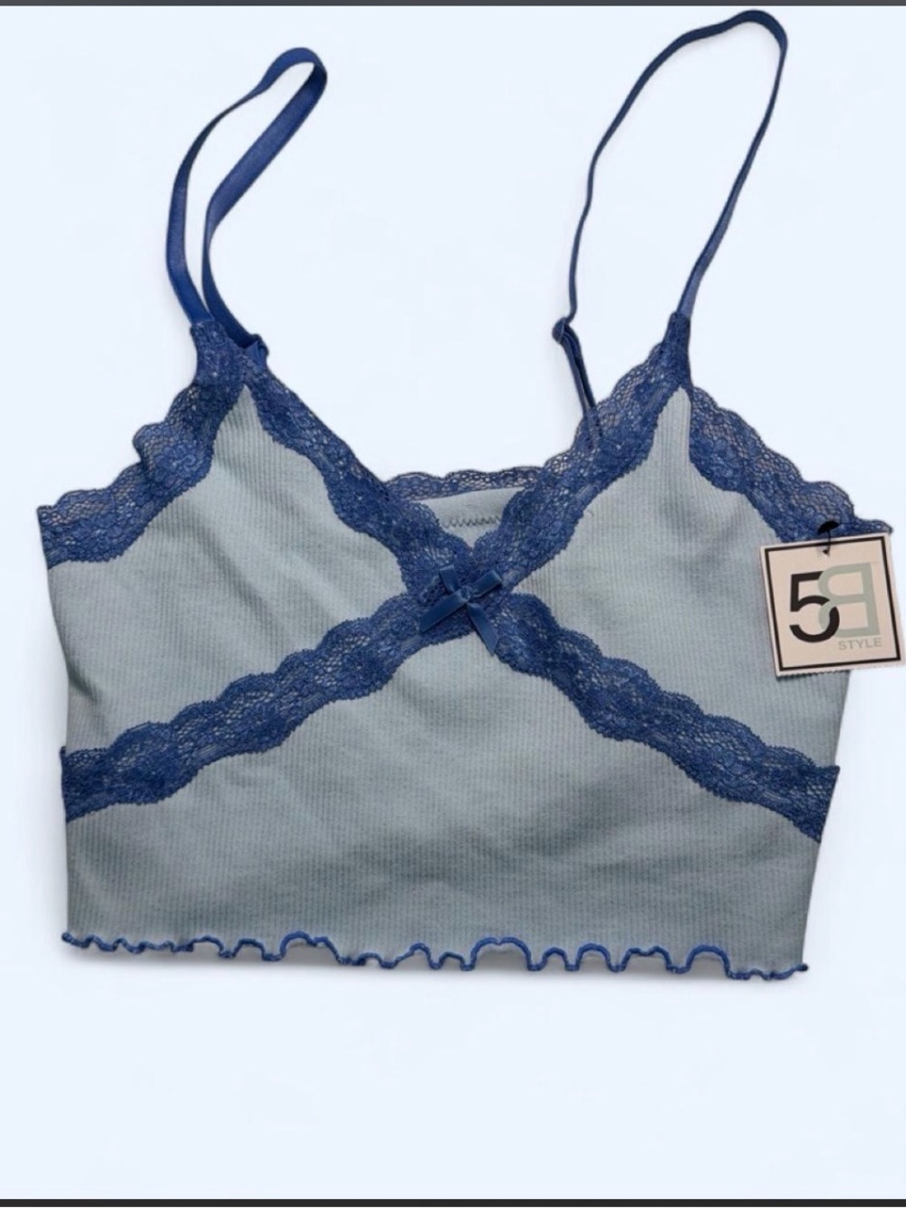 Women's Navy-Trim Slate Crop Bralette